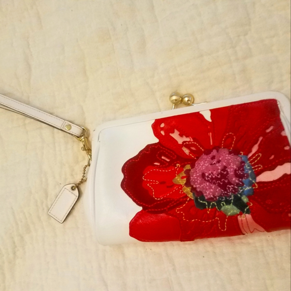 Coach Poppy flower kisslock wristlet